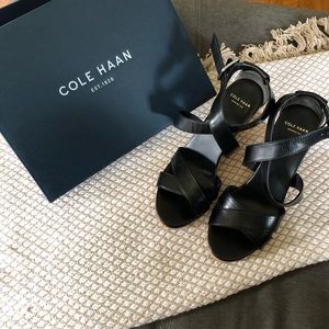 Cole Haan black leather wedges